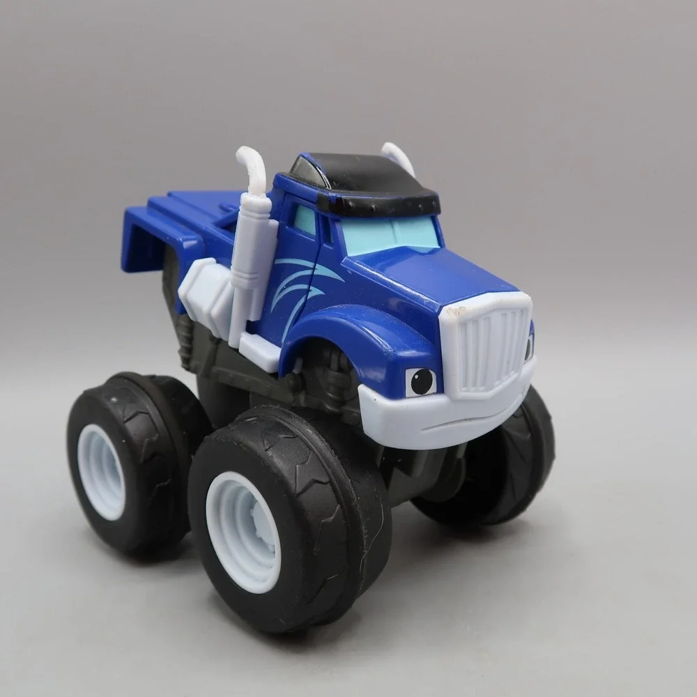 Crusher Blaze & The Monster Machines Slam & Go Push Truck Lot Blue Car Toy